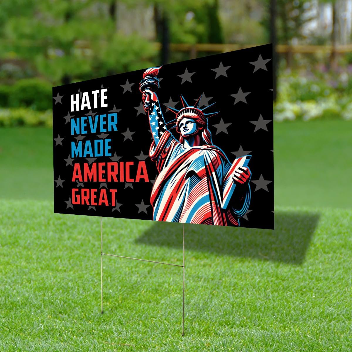 ThuhaTree Store Hate Never Made America Great Yard Sign, Patriotic Us Yard Sign, Patriotic yard signs