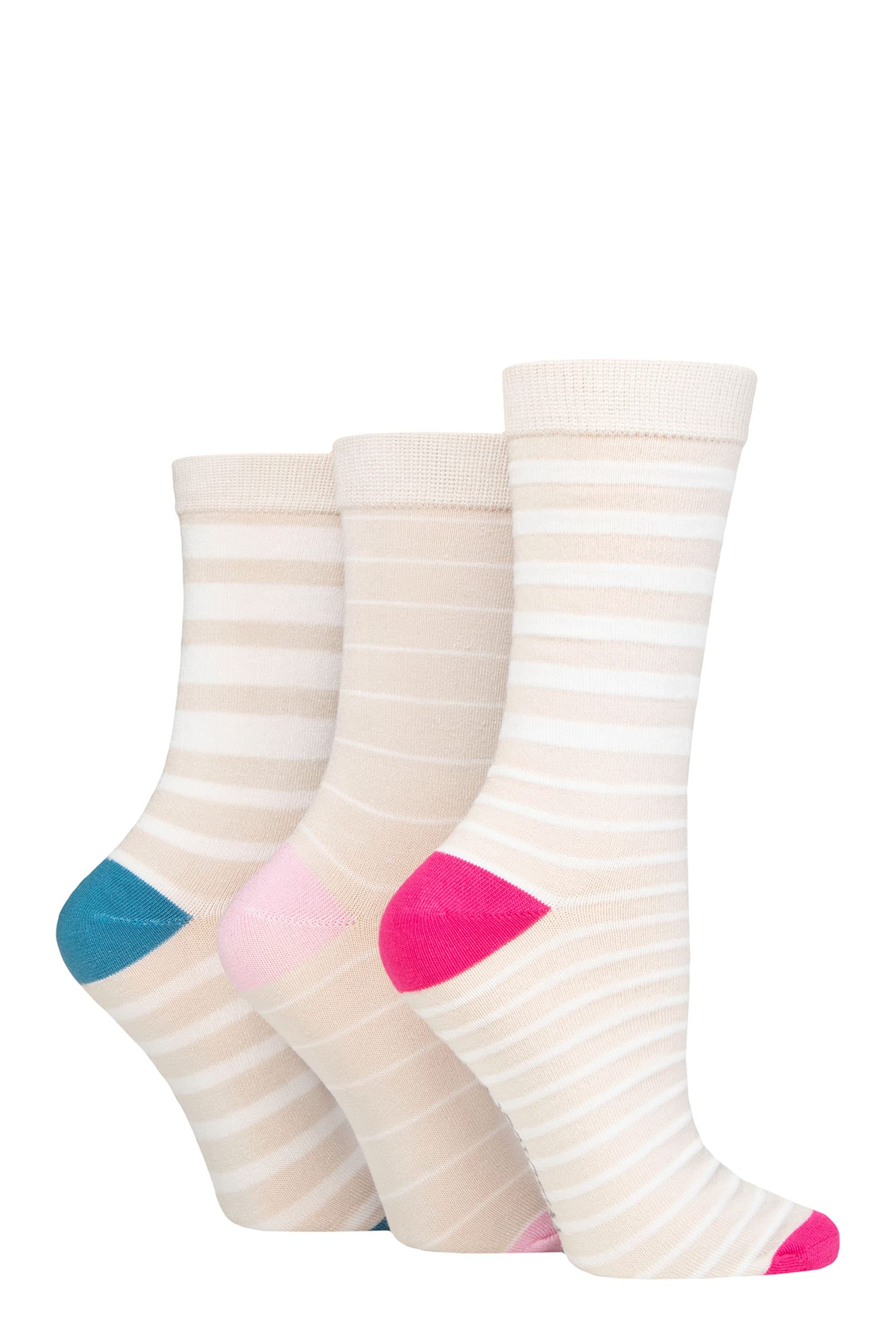 Sockshop Women's Stripe Oatmeal Wildfeet Bamboo Socks -Patterned Fun And Colourful Soft Breathable Socks Multipack Of 3 Pairs (Uk, Numeric, 4, 8, Regular, Regular, )