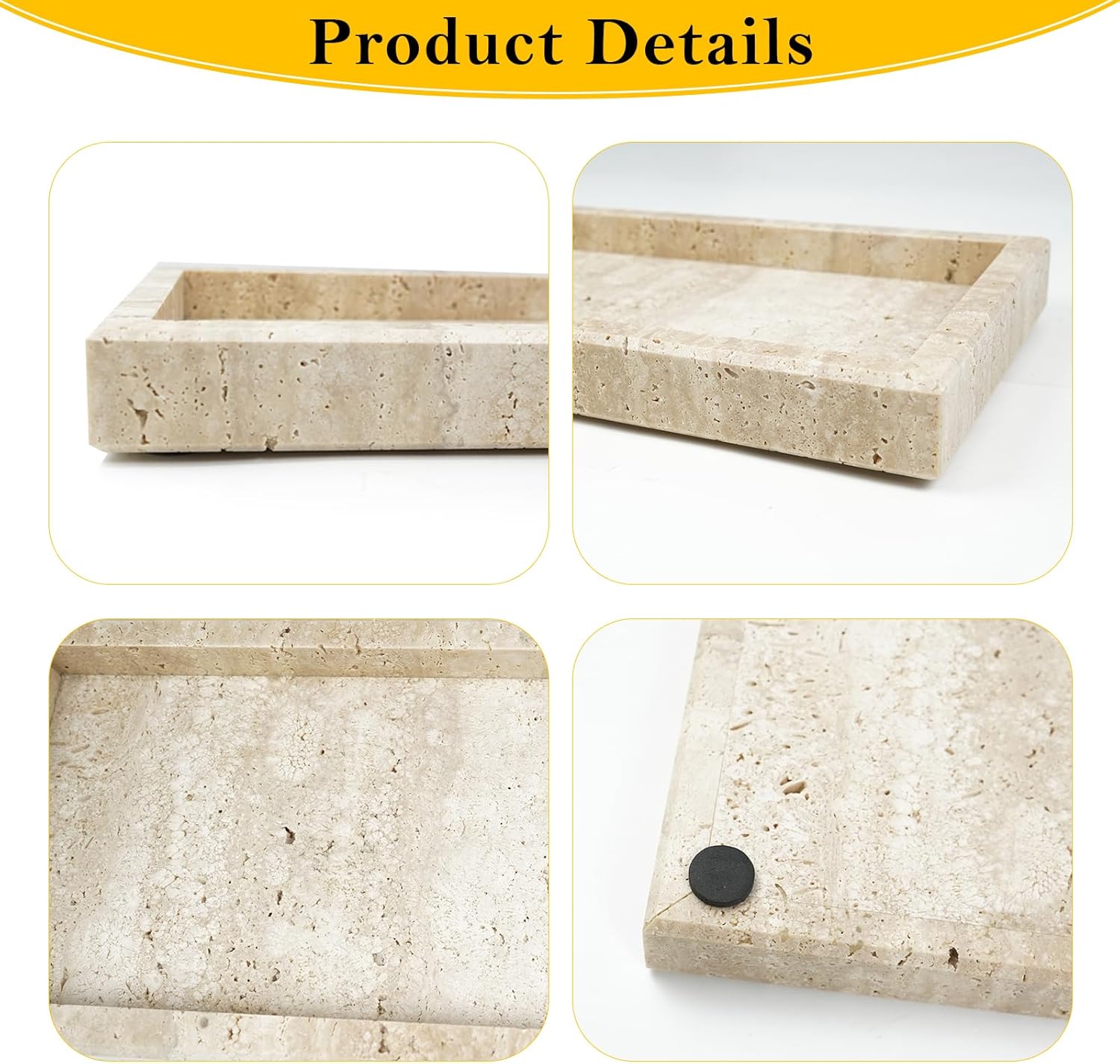 Natural Travertine Guest Towel Holder, Stone Napkin Holder for Bathroom,Gorgeous Bathroom Napkin Holder Tray, Stylish Guest Towel Holder Tray for Bathroom Toilet Dining Table, Beige