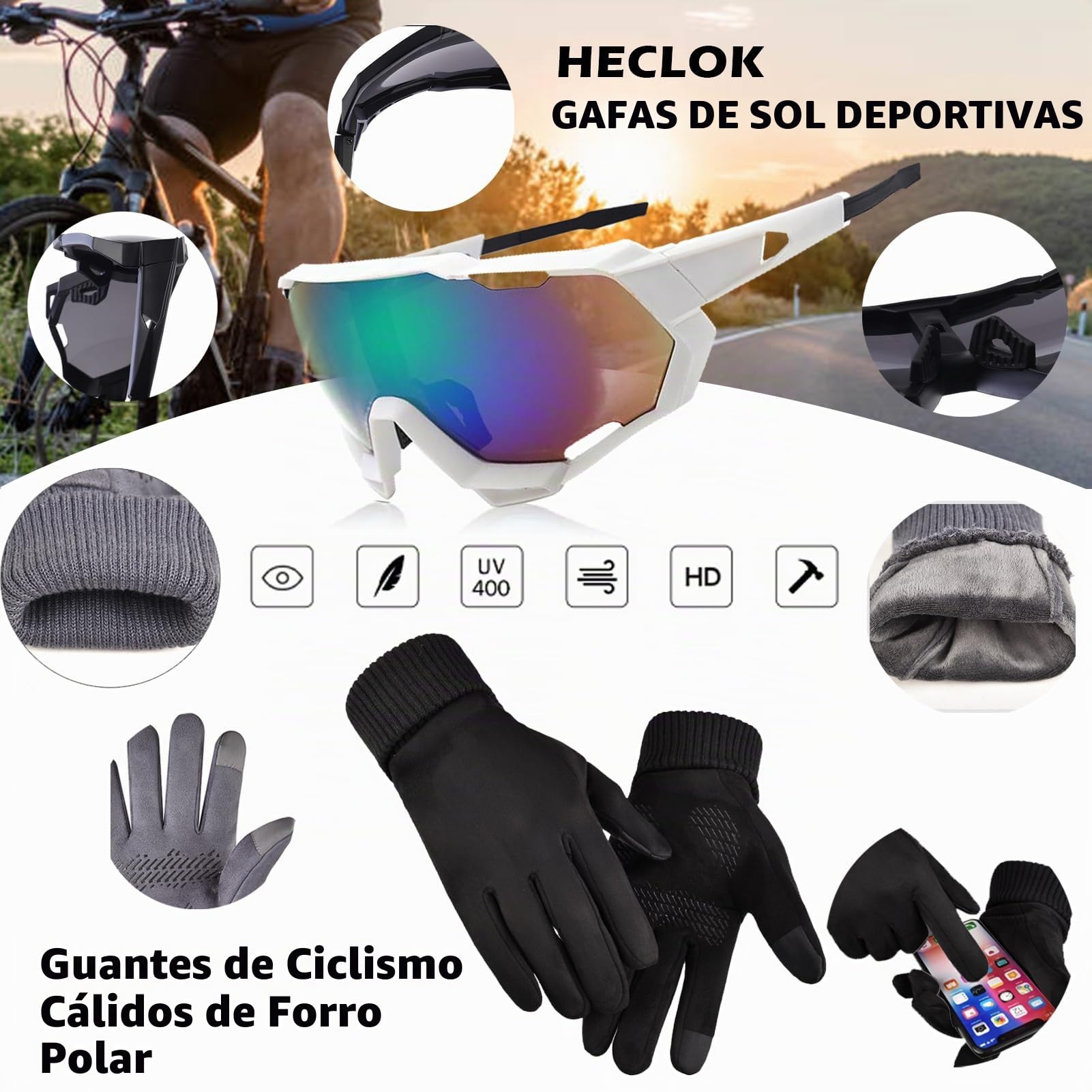 Maillot de Ciclismo de Invierno para Hombre | Conjunto Térmico con Culottes Antiviento de Gel 9D | Equipación Bicicleta MTB y Carretera