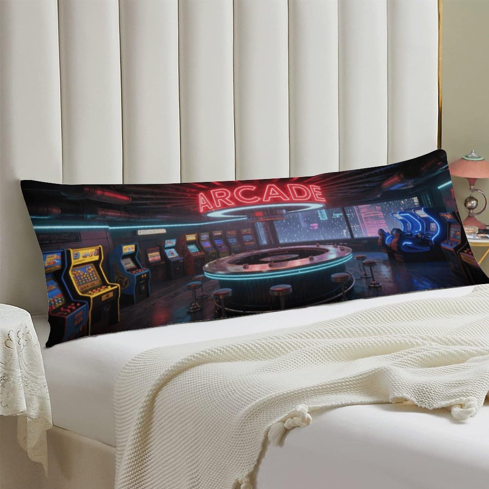 Body Pillow Cover 20x54 Long Pillow Case with Invisible Zipper Breathable Microfiber Neon Arcade Pillowcase Soft Cozy Protector for Bedroom Couch Sofa Bed Home Decor All Seasons