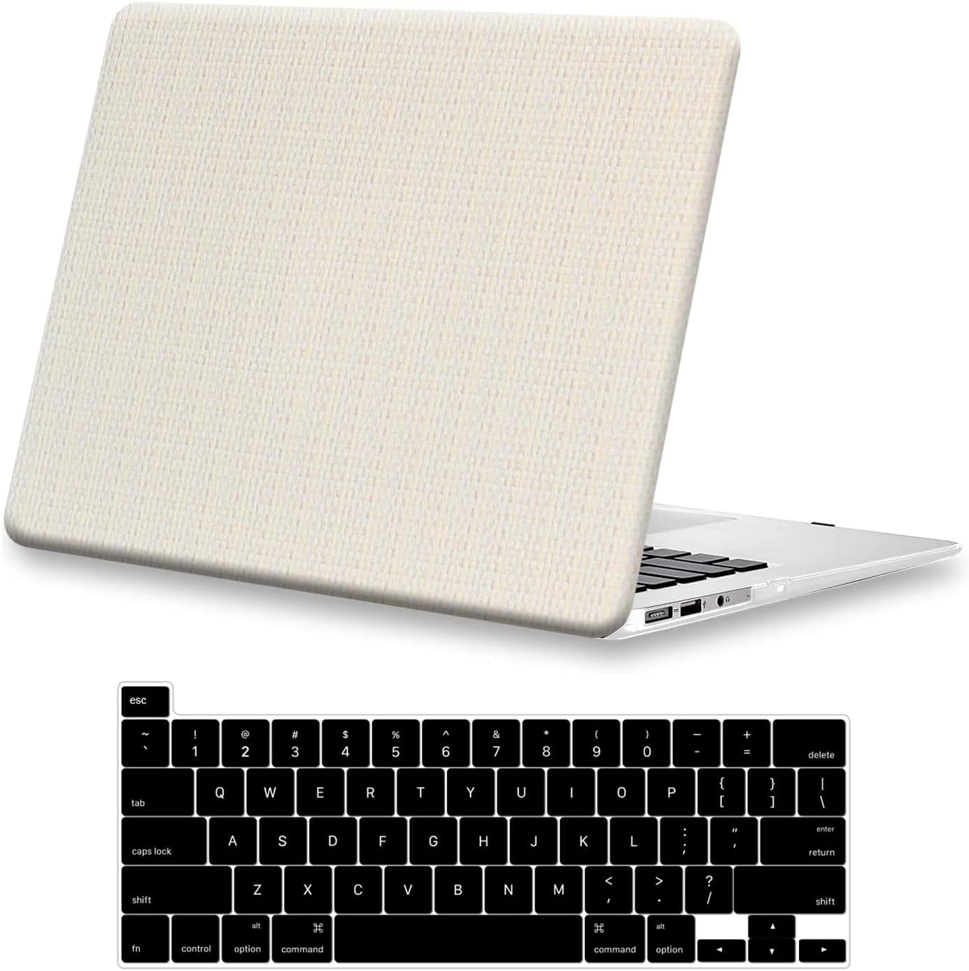 SaharaCase - Apple MacBook Pro 13" Laptops Woven Case with Silicone KeyPad Cover Woven Fabric, Snap-On, Anti-Slip Grip (Beige)