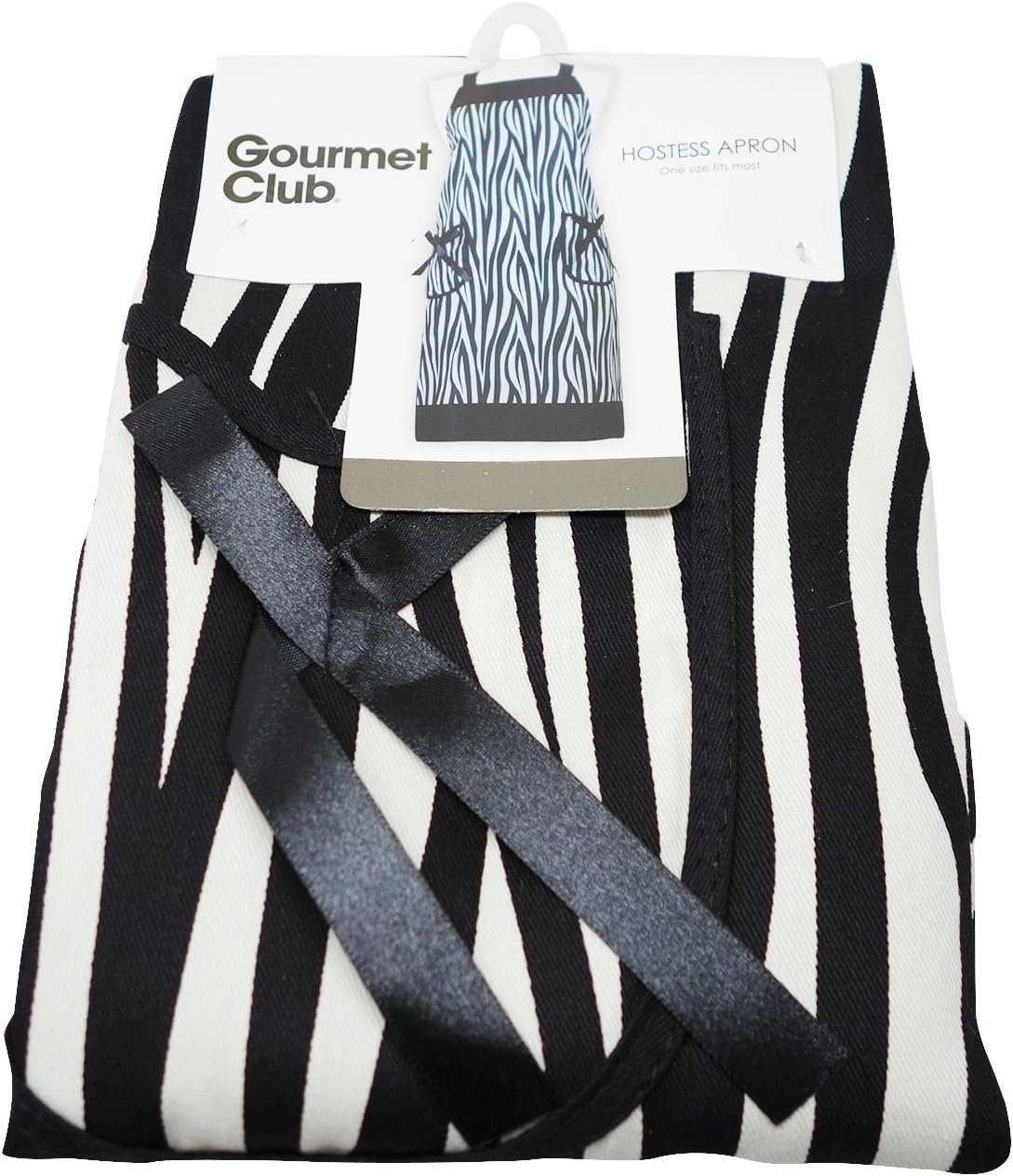 Gourmet Club Fabric Hostess Apron, Black, 1-pack
