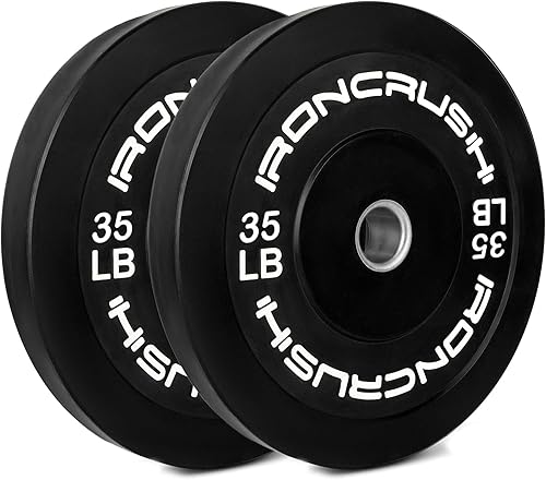 Iron Crush Juego de placas olímpicas para parachoques, pesas de goma virgen para entrenamiento de fuerza, se adapta a pesas de 2 pulgadas, se venden