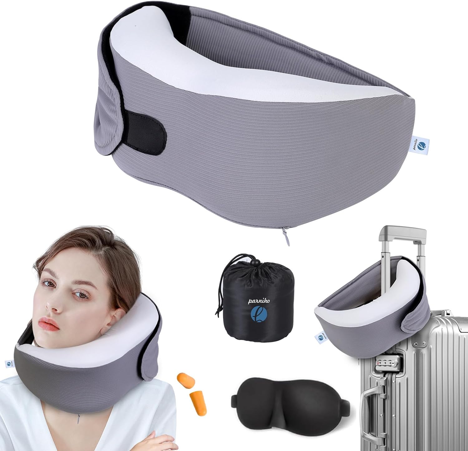 Travel Pillows for Airplanes,Memory Foam Neck Pillow for Comfort on Airplane,Neck Travel Pillow with its own Eye mask, Ergonomic Design for Travel, Car Rides, Offices and Home Use,M-L Sizes