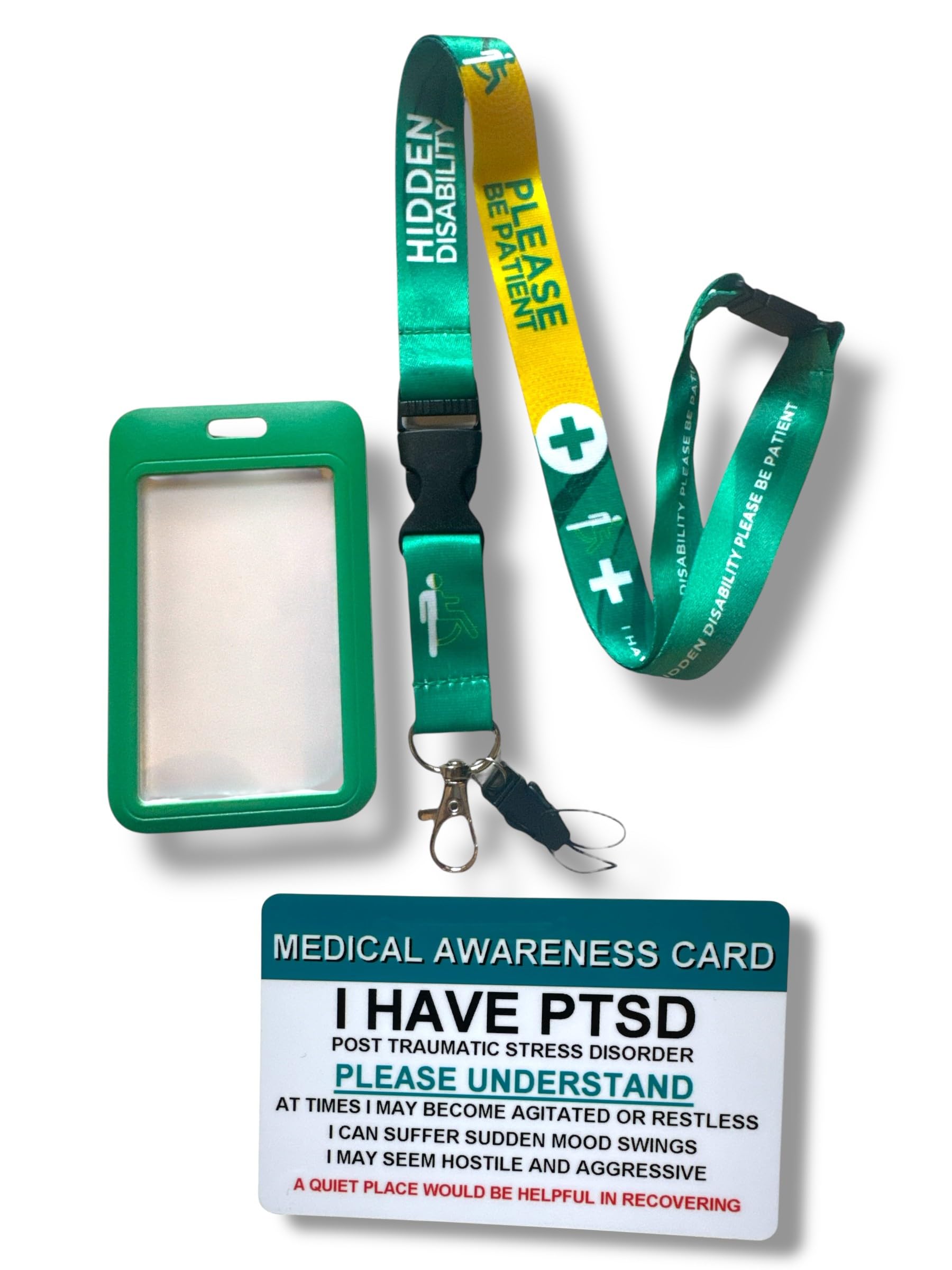 Hidden Disability Lanyard with Enclosed Hidden Disability Card Holder & Disability Awareness Card (PTSD) — image 1