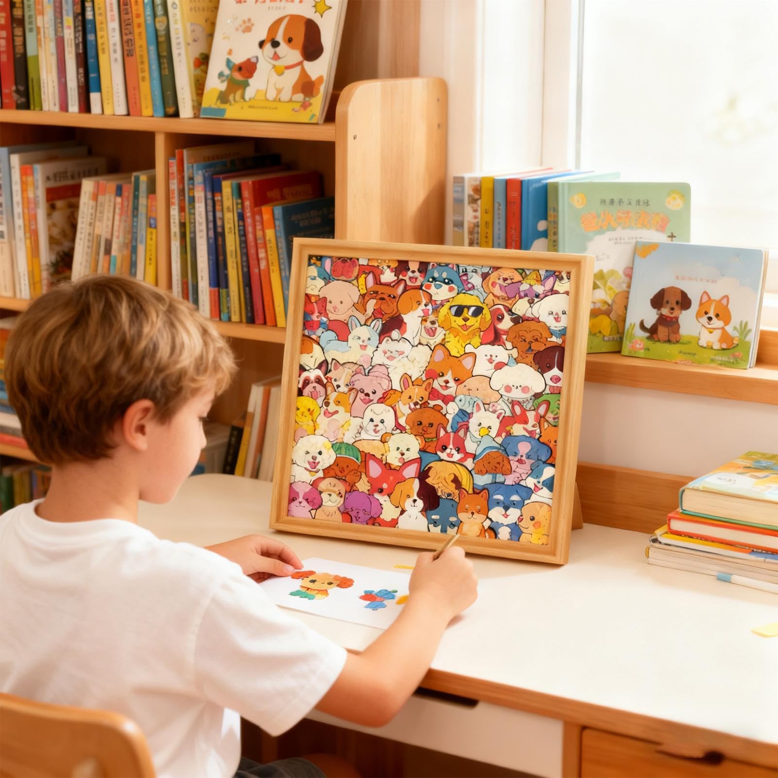 Pokoloruj Swoją Puzzle Dla Dzieci Ramka Z Psem Do Kolorowania