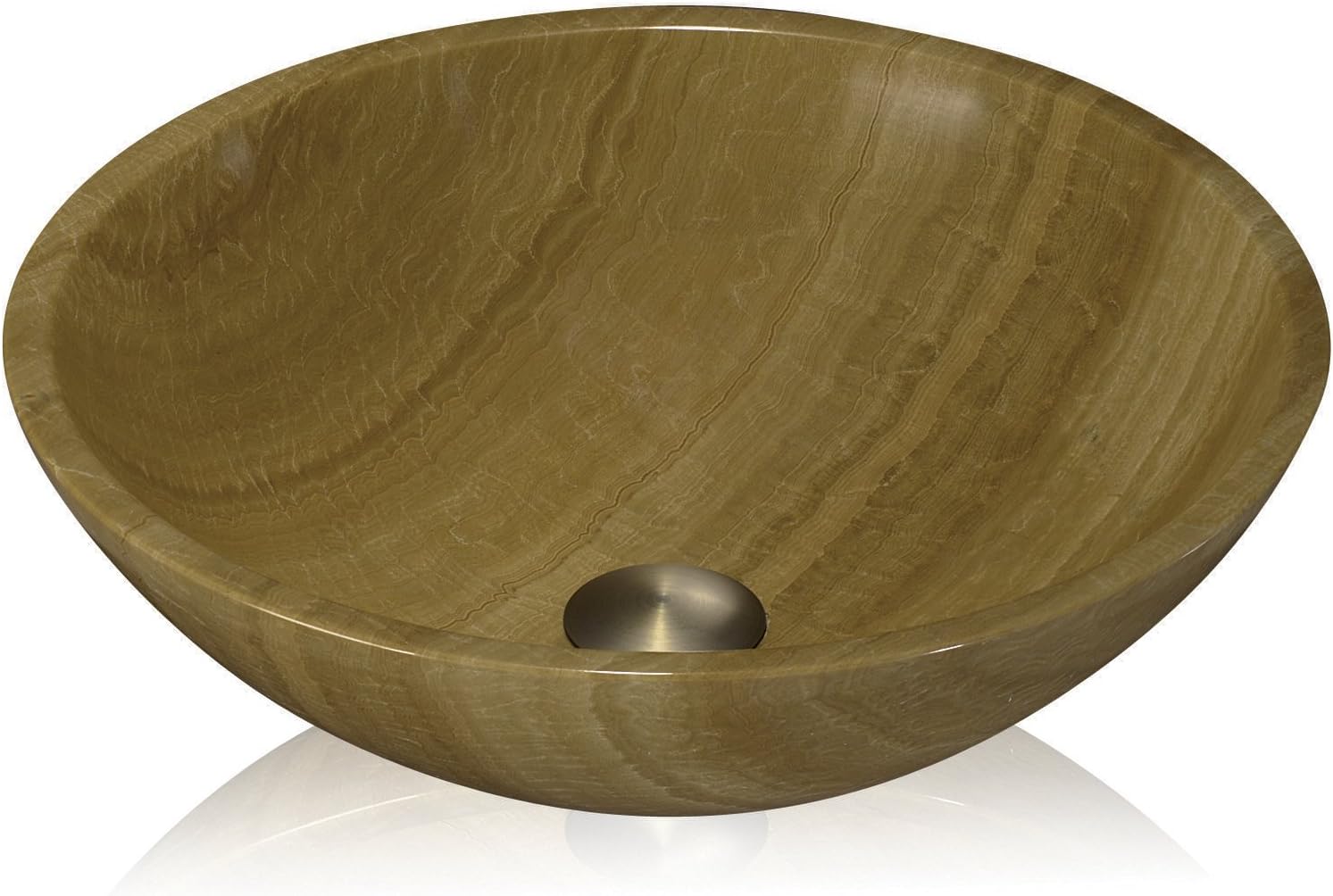Lenova SV10 Stone Vessel Round Bowl Bathroom Sink, Marble