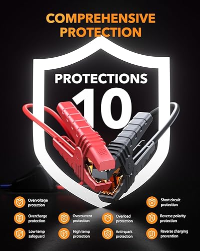 Miniatura 5 de OXILAM Arrancador de batería de automóvil de pico de 4000 A, portátil, motores de gasolina de hasta 10 L y 8 L diésel, cables de puente de 12 V con