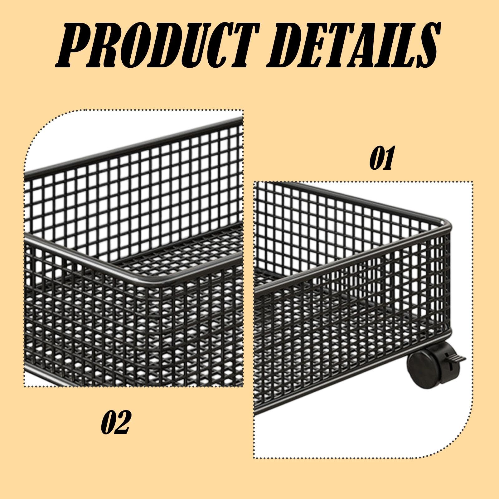 Organizzatore sotto Il Tavolo, Contenitore per Il Bagno, 1 Strato, Portatile E Versatile, con Rotelle Scorrevoli, per Cucina, Soggiorno, Casa, Nero
