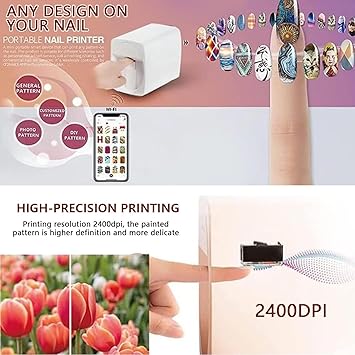 Portable Nail Printer, Digital Nail Art Printer 3D Smart Nails Printer Personalized Nail Machine Tool, Nail Printer Nail Art Machine, Nail Printing Machine for Home Use Out Door Service