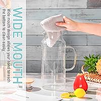 Vista 5 de 2 jarras de vidrio con tapa y boquilla, jarra de vidrio para agua caliente/fría con asa, jarras de té helado, jarras de bebidas para refrigerador