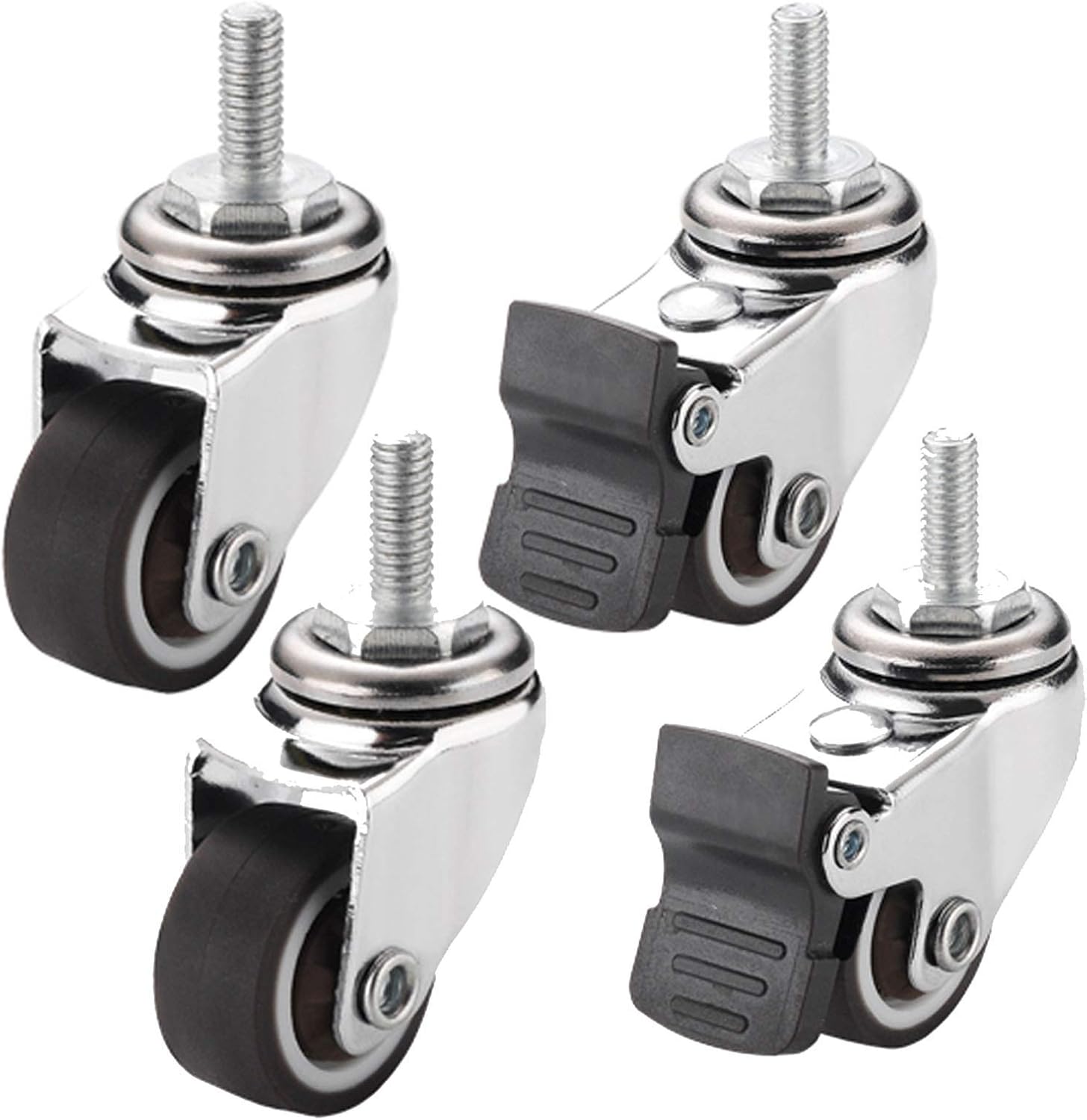 1.5 Inch Rubber Swivel Caster Casters Heavy Duty Furniture Caster Wheels with M8 x