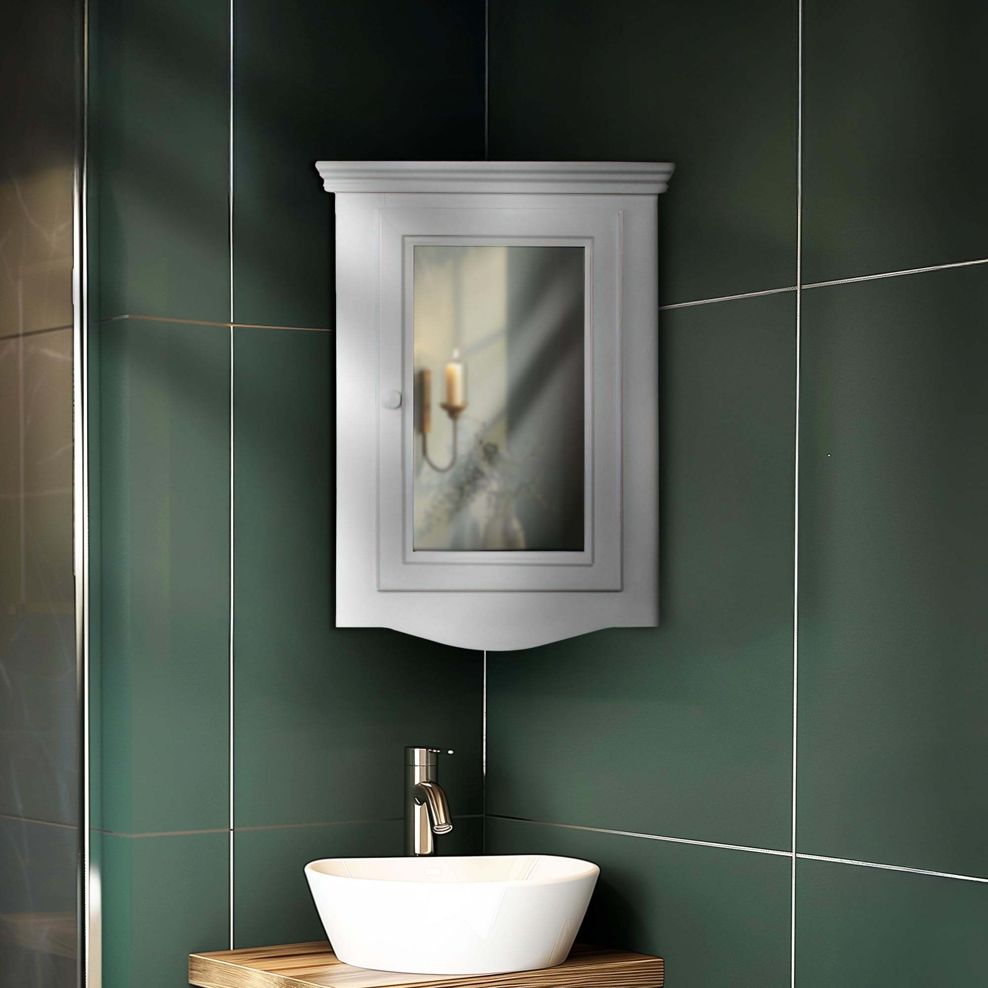 Armadietto Angolare Da Parete Per Medicinali Acciaio Inox Lucidato – 30x17x60 Cm, 4 Ripiani, Apertura A Sinistra