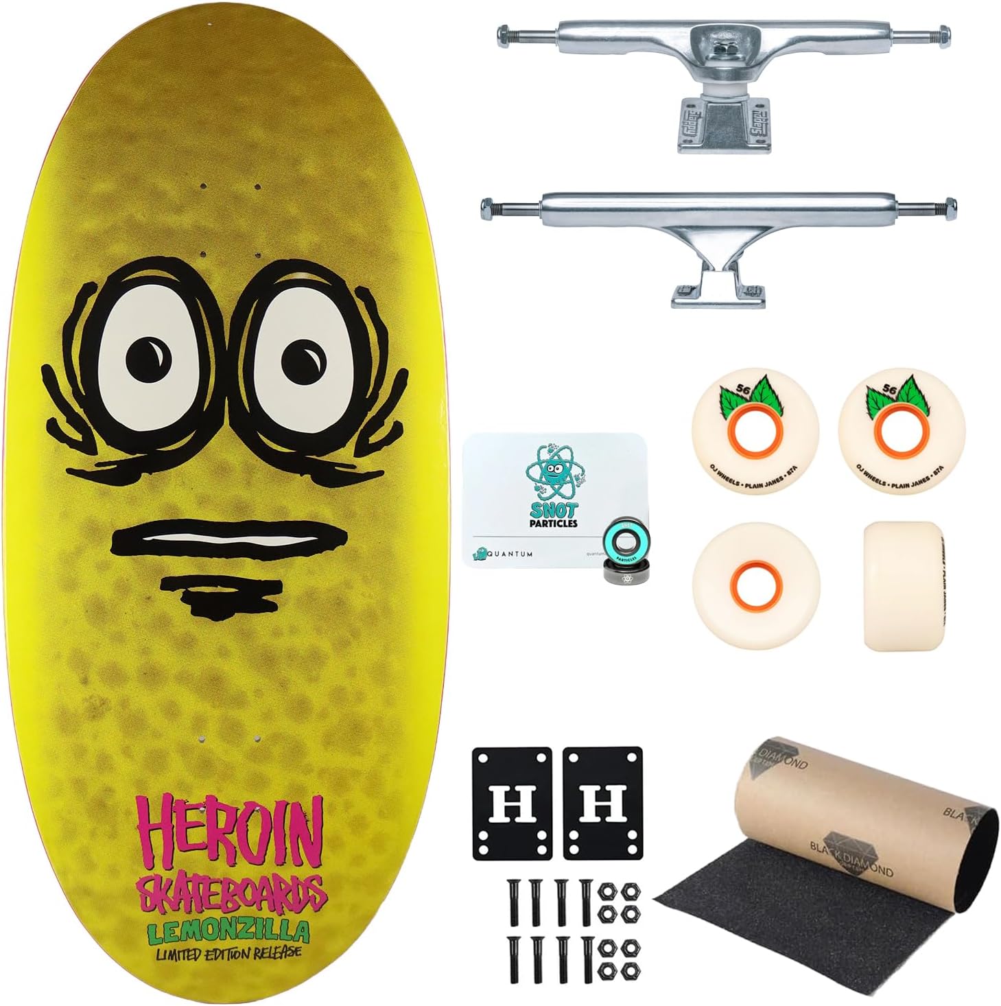 Heroin Premium Skateboard Complete Lemonzilla Slappy Trucks OJ Wheels and Quantum Snot Particles Bearings