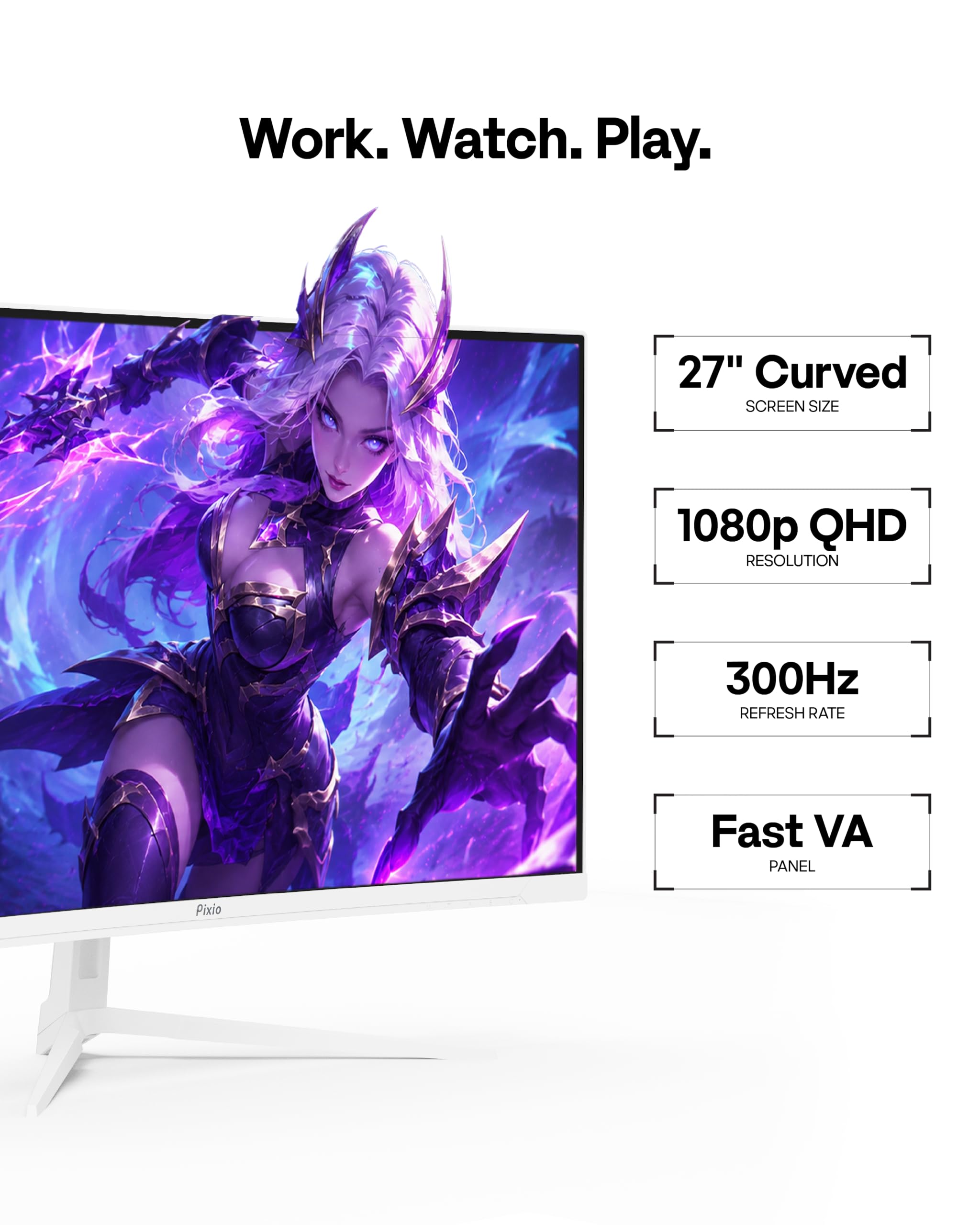 Amazon.com: Pixio PXC279 Wave White 27 inch 300Hz Refresh Rate FHD
