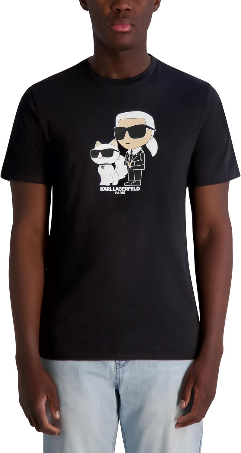 Karl Lagerfeld Mens Short Sleeve Crewneck Graphic Design T-Shirt