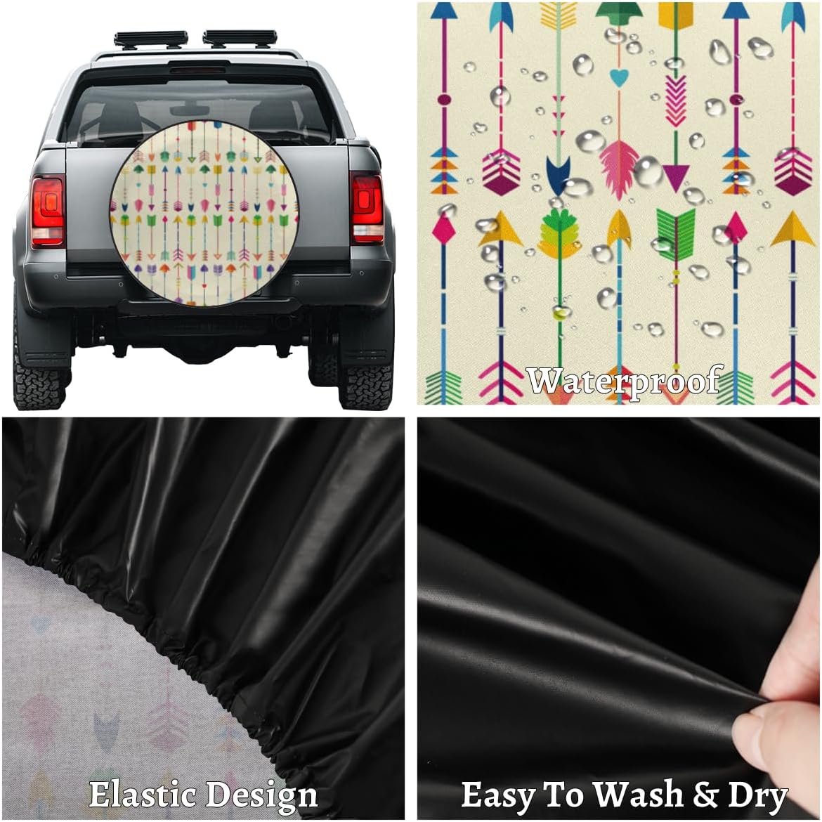 Color Head Tire Covers Portable Spare Tire Cover Soft Durable Waterproof Dustproof Set of 4 Bags 15 Inches for Car Truck SUV Trailer Camper