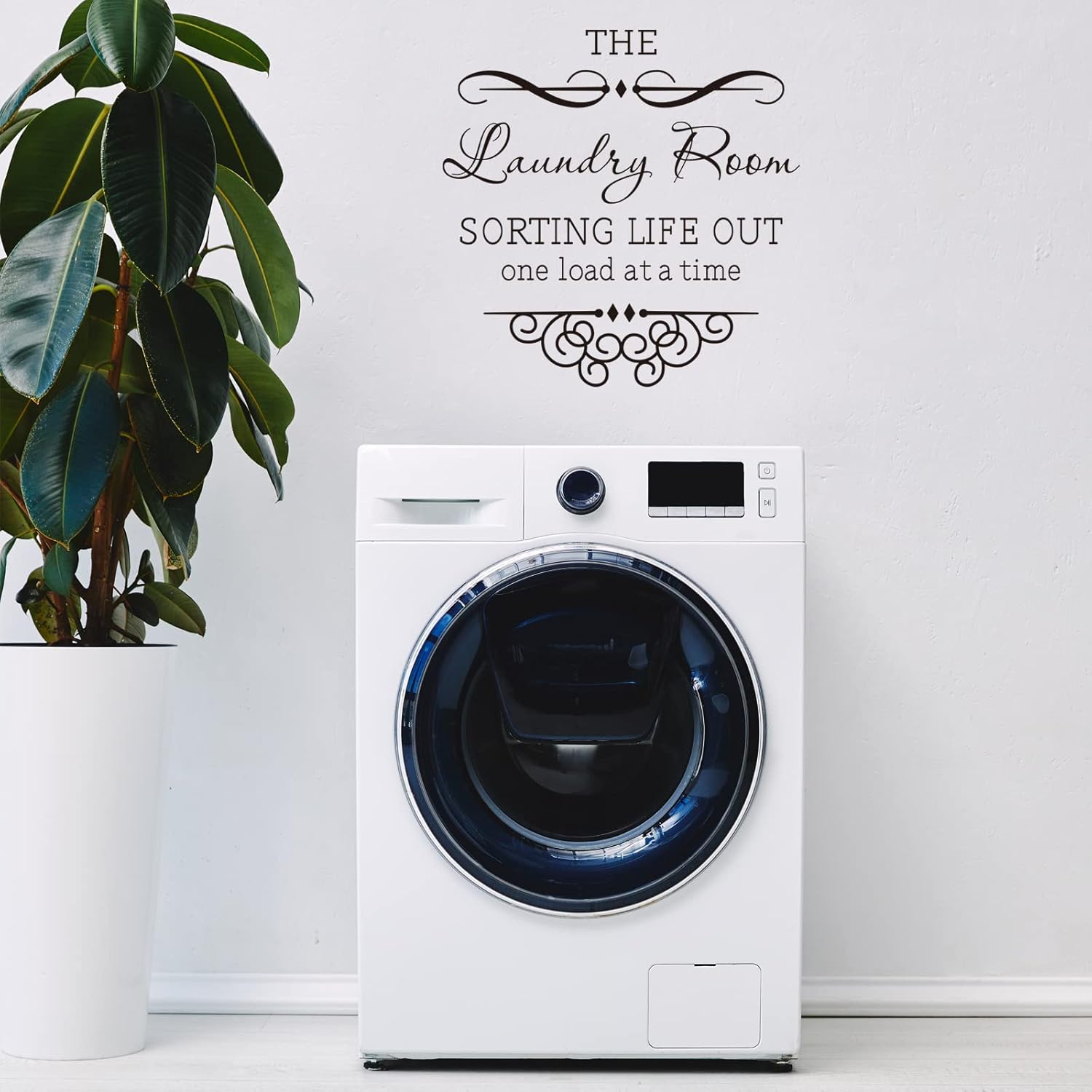 Calcomanía de vinilo para decoración de cuarto de lavado, diseño de texto en inglés "The Laundry Room Sorting Life Out One Load at The Time" Murales