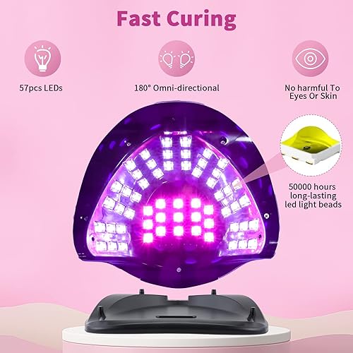 Miniatura 4 de Lámpara de uñas LED UV de 268 W para esmalte de gel con 4 ajustes de temporizador y secador de uñas profesional con sensor automático