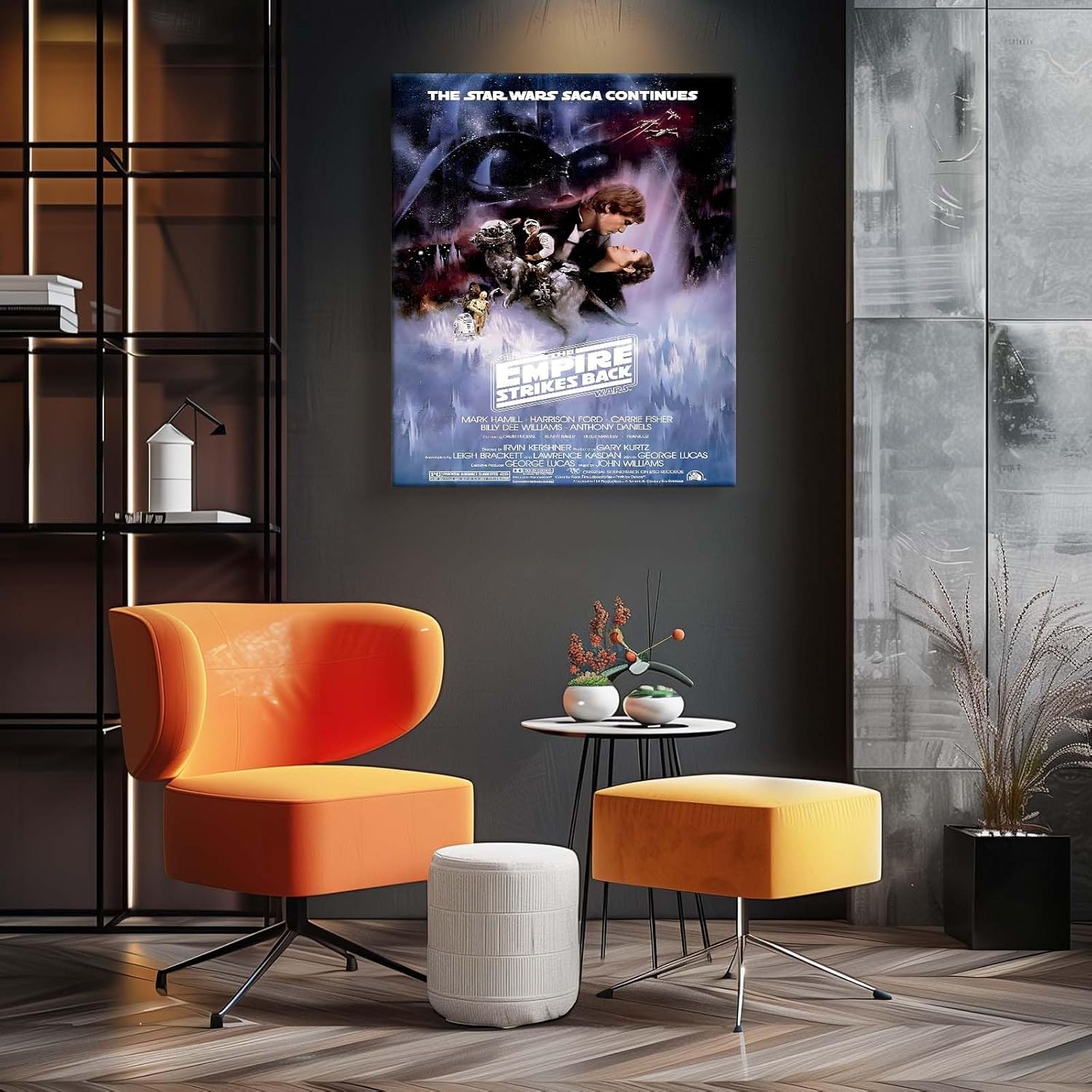 Star Wars Canvas Wall Art, The Empire Strikes Back Retro Movie Poster Print, Framed Sci-Fi Wall Aesthetic Decor for Bedroom, Game Room, Movie Theater or Home Theater Room 24x30inch
