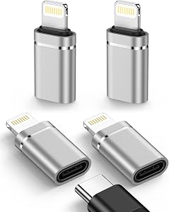 USB C to Lightning Adapter, USBC Female to Lightning Male Adapter Connecter | 4Pack Lightning to USBC Adapter for iPhone 14/13/12/11, Apple Lightening Fast Charging Data Sync Connecter, Not for Audio/OTG
