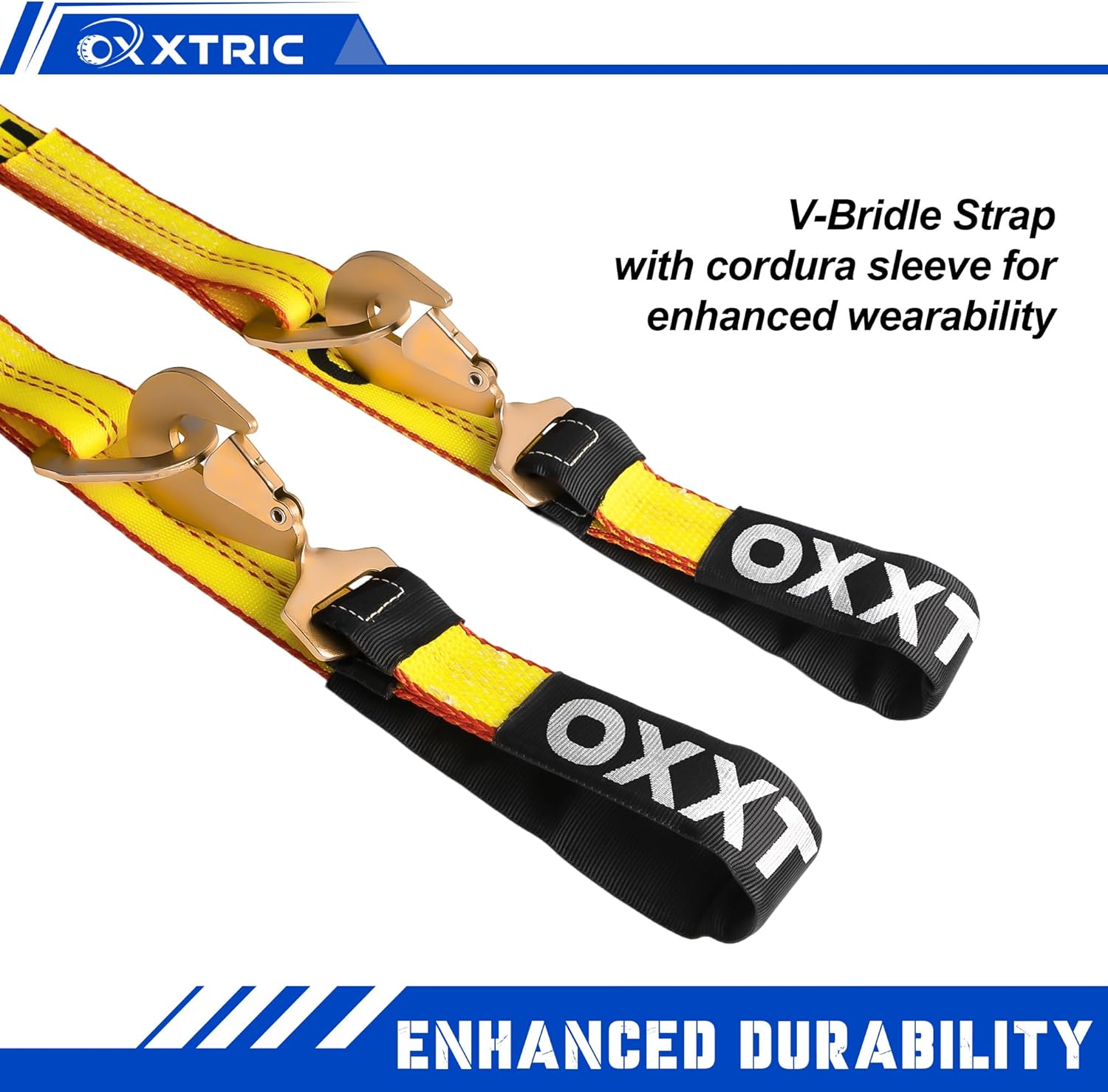V-Bridle Strap,2" x 4' Heavy Duty Tow Strap,D Ring Middle,w/Snap Hooks w/Cordura Sleeve & Axle Straps Recovery Tow Trailer Strap for Car Towing, Rollback, Flatbed- Tow Truck Equipment