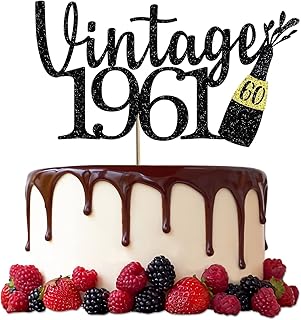 Vintage 1961 Cake Topper for 60th Birthday and 60 Fabulous Anniversary Decorations