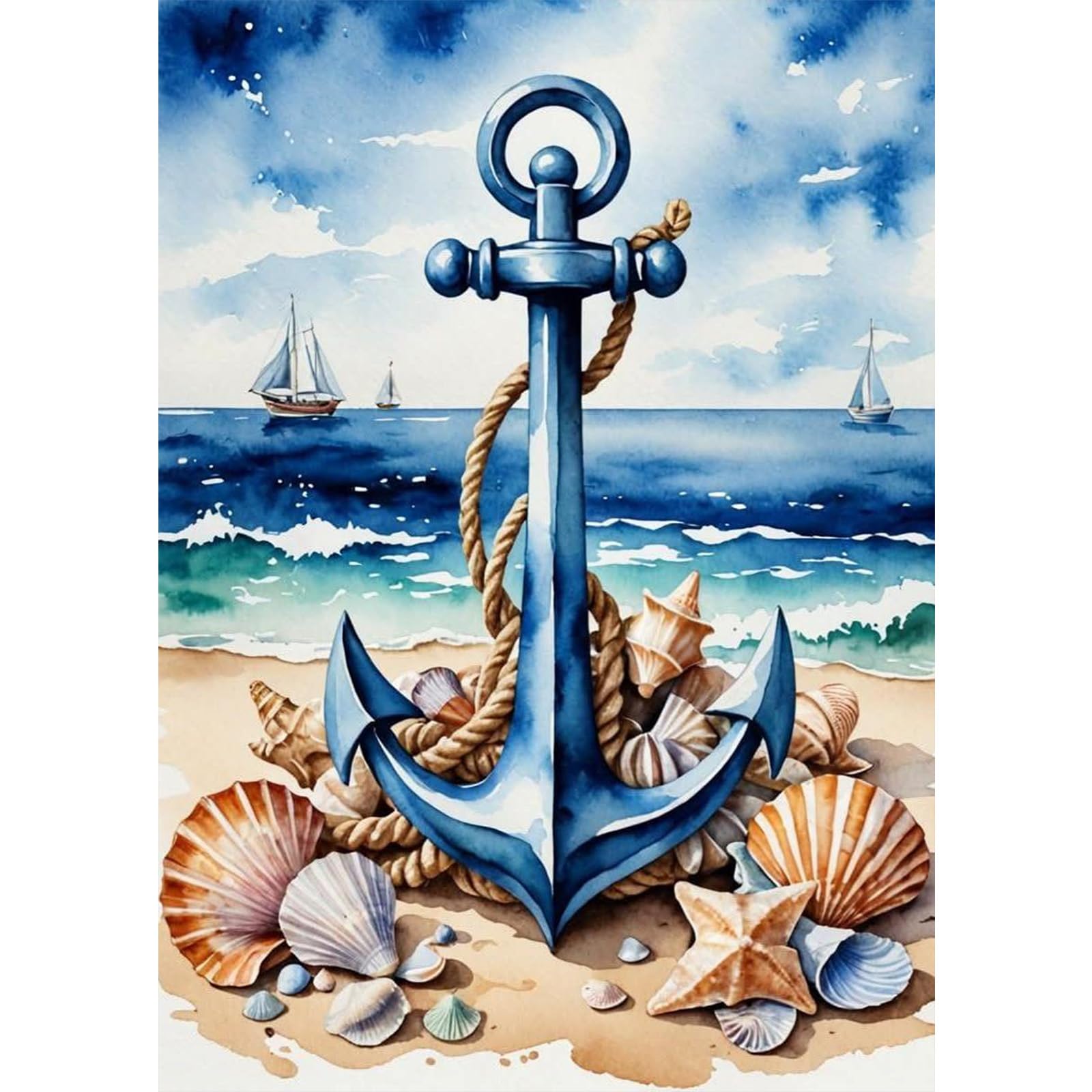NAIMOER Summer Diamond Art Kits for Adults, DIY Full Drill Diamond Painting Seaside Kits Pictures, Adults Diamond Art on Canvas for Relaxation Home Decor 30x40cm
