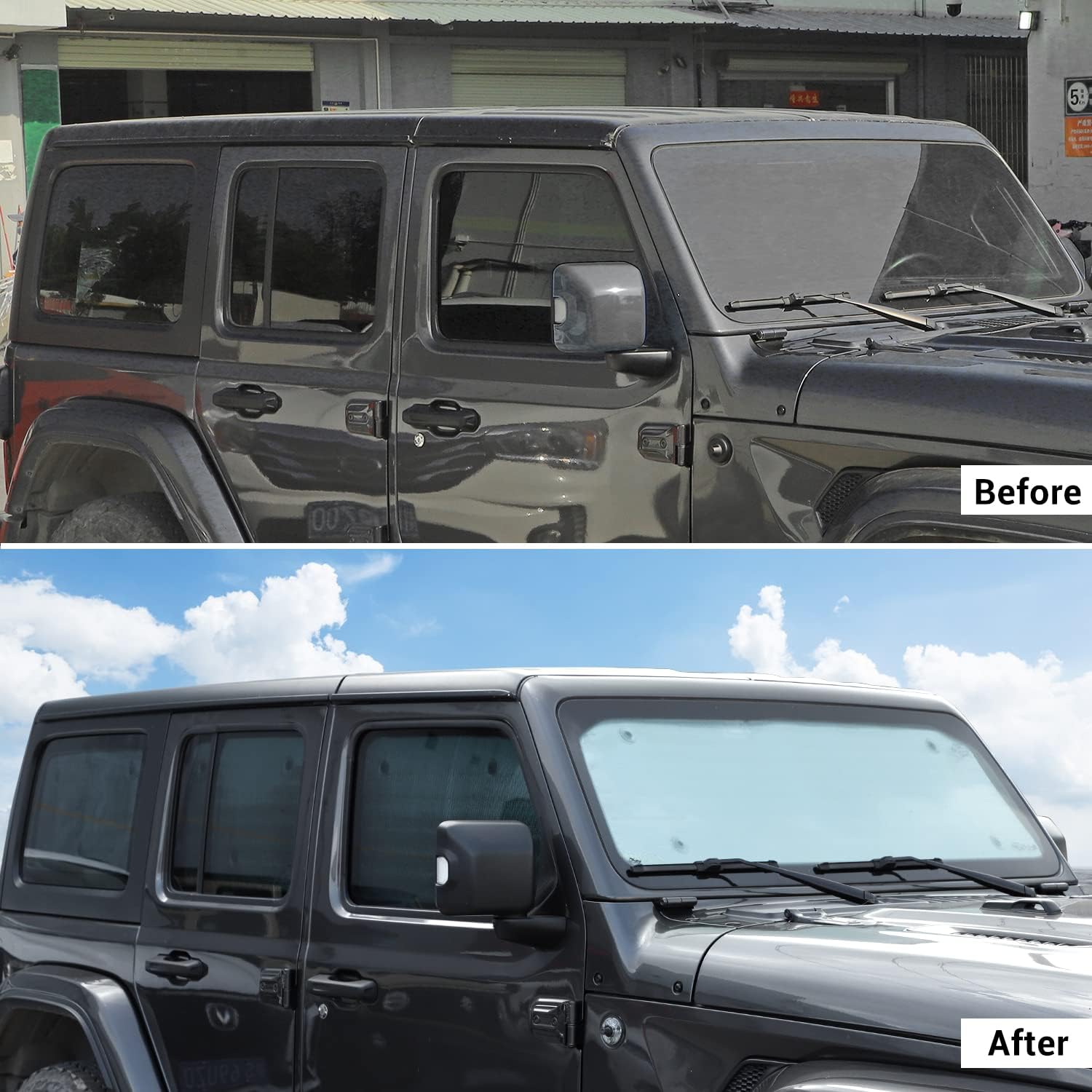 JWWY Windshield Sunshade Window Sun Shade Sun Visor Shade Panel Fit for2018-2024+Jeep Wrangler JL JLU Accessories 4Door Foldable Sun Shield Upgrade Reflective Polyester Cover Block Heat Block UV Rays