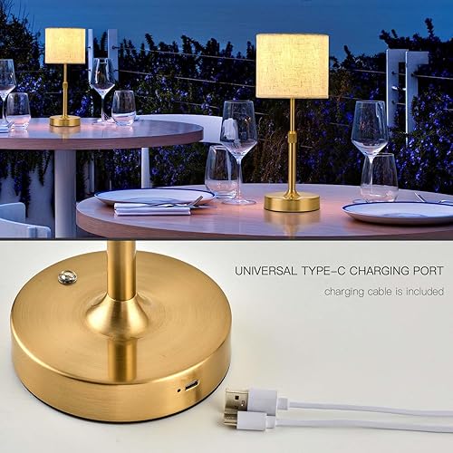 Miniatura 5 de Lámpara de mesa inalámbrica recargable portátil, lámpara táctil regulable con pilas, lámpara de noche ajustable en altura, luz ambiental para