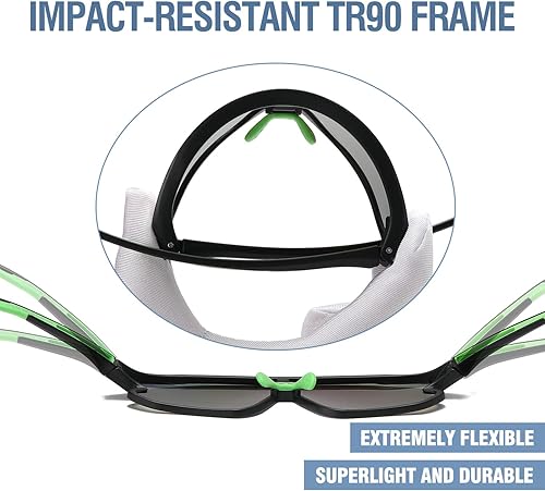 Miniatura 6 de DUCO DK268 - Lentes de sol para niños, jóvenes, béisbol, ligeros, TR90, marco UV400, deportivos, ciclismo, para niños y niñas, DK268