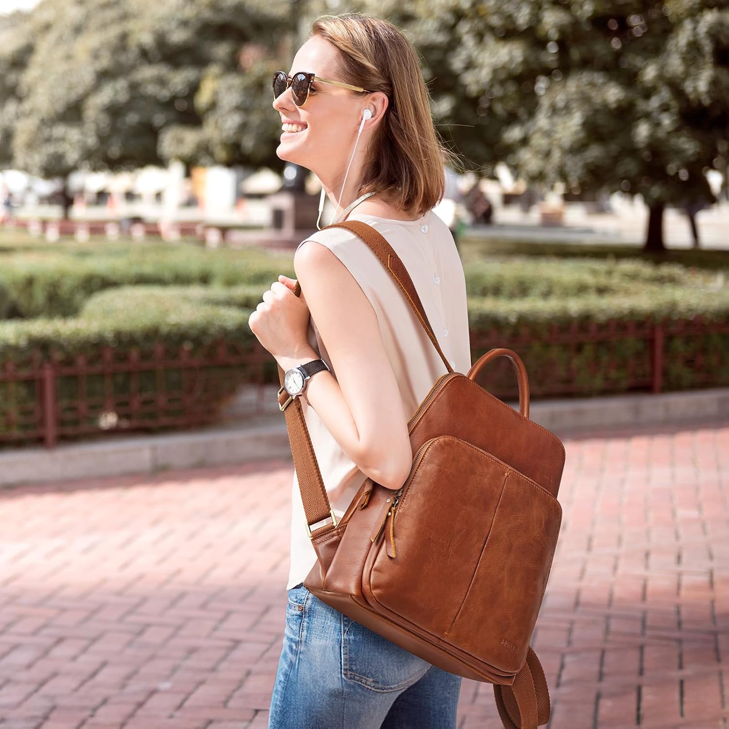 S-ZONE Small Leather Backpack for Women Fashion Designer Purse Anti-theft RFID Travel Bag - Image 2