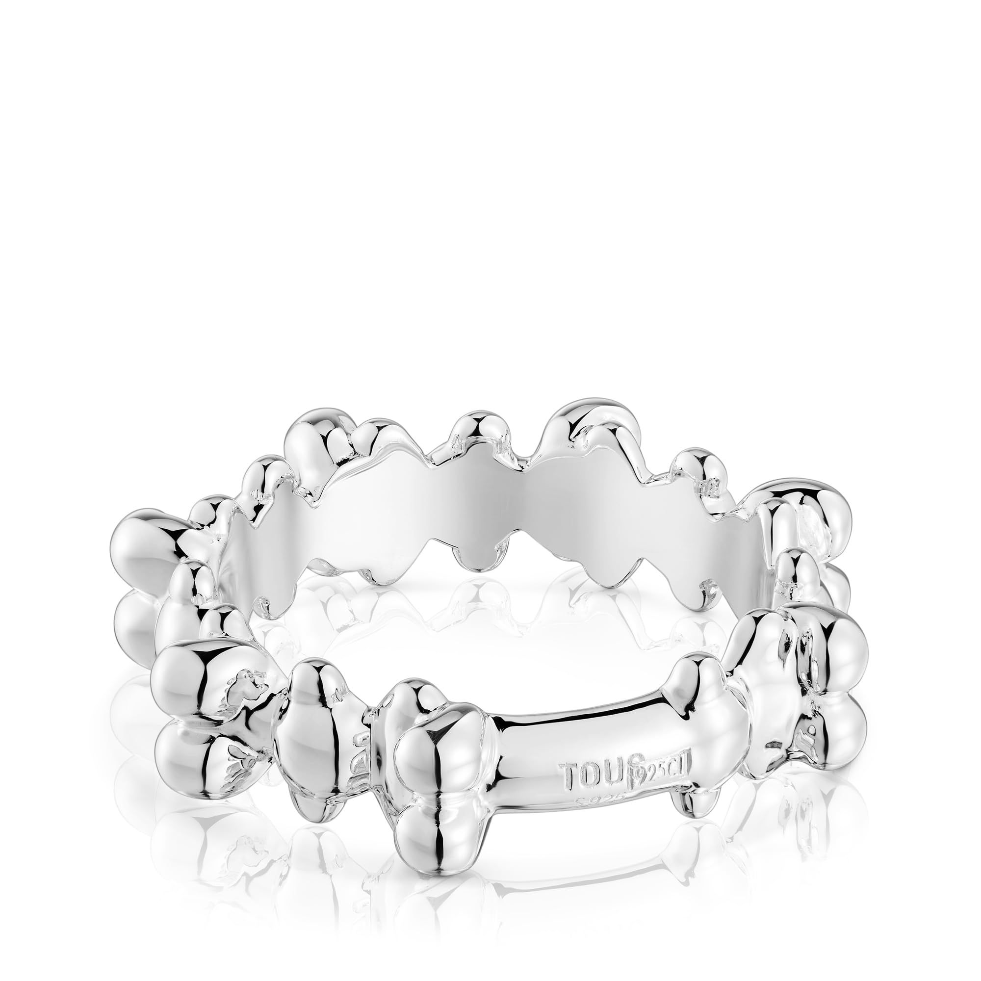 TOUS Anillo Mediano para Mujer de Plata de Primera Ley con Motivo de Oso, Talla 12, Colección Bold Bear