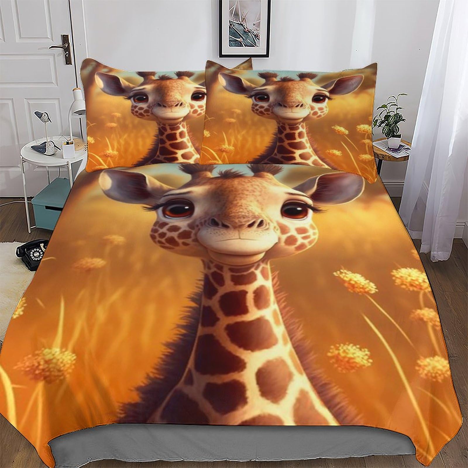 Linge de lit cerf 3D microfibre de prestige King 220x240cm avec taies d'oreiller douces