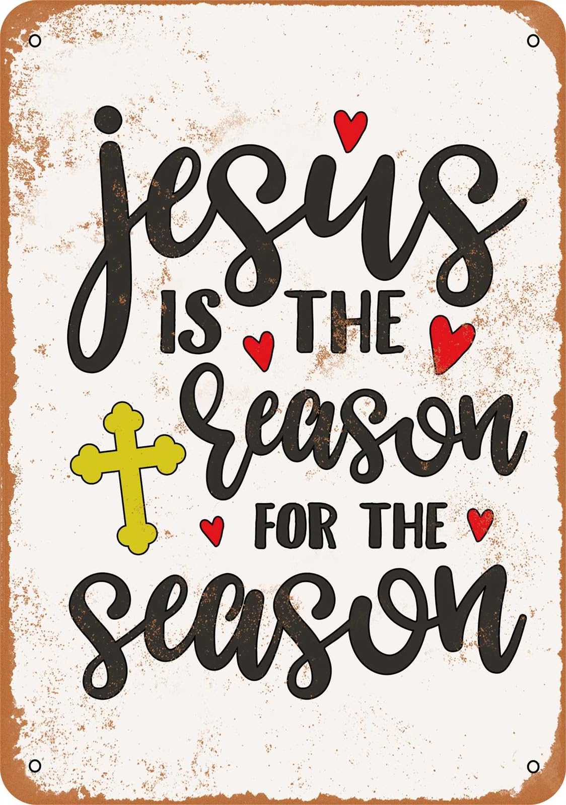 Miaomansenstore Metal Sign - Jesus Is The Reason For The Season - Vintage Look Home Decor