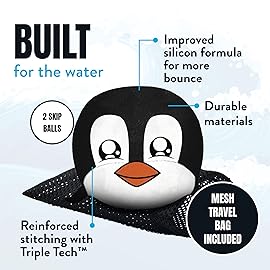 Activ Life Animal Skip Balls (2 Pack) Penguin Gifts Penguins Toy, Easter Basket Stuffers, Swimming Ball Pool Toys for Kids and Teens, Fun Water Beach Summer Games