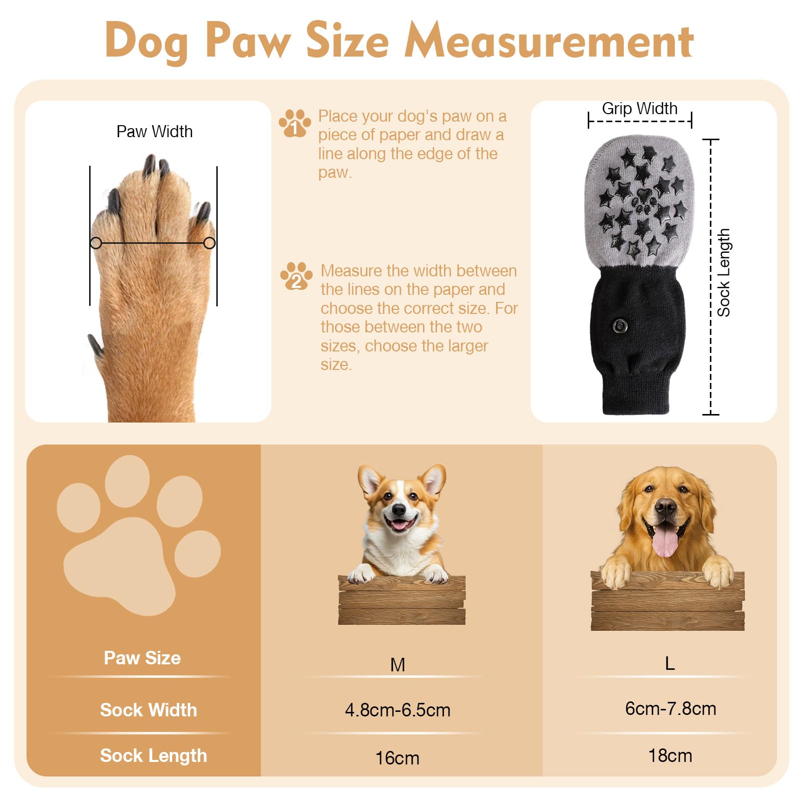 VINATO Calzini per Cani Antiscivolo - Set di 4 Protezioni per Zampe per Taglie Medie, Grandi e Anziani - con Bande Riflettenti Regolabili - Ideale per Interni ed Esterni, Taglia L