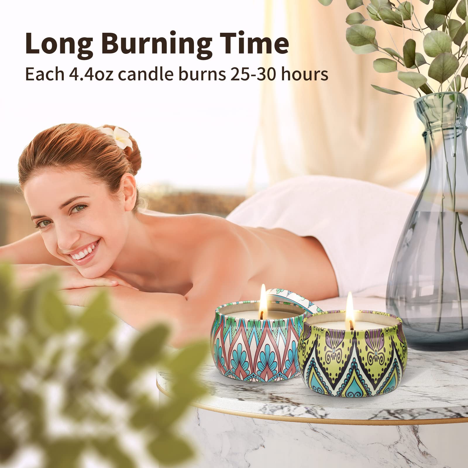 Scented Candles Gift Set 4.4oz × 4 Count - Rosemary, Lavender, Vanilla, Gardenia - Natural Soy Aromatherapy Chandelles Parfumées 2