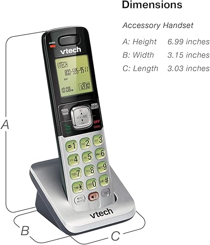 Miniatura 36 de Teléfono Vtech DECT 6.0 con identificador de llamadas / llamada en espera, plata / negro con 2 auriculares inalámbricos, Azul 1 Auricular Azul