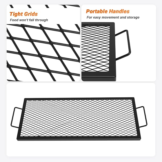 onlyfire Heavy-Duty Rectangular Fire Pit Grill Grate with X-Marks Design