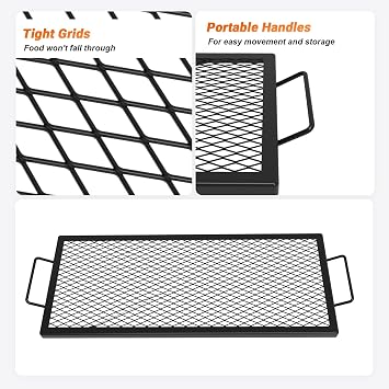onlyfire Heavy-Duty Rectangular Fire Pit Grill Grate with X-Marks Design