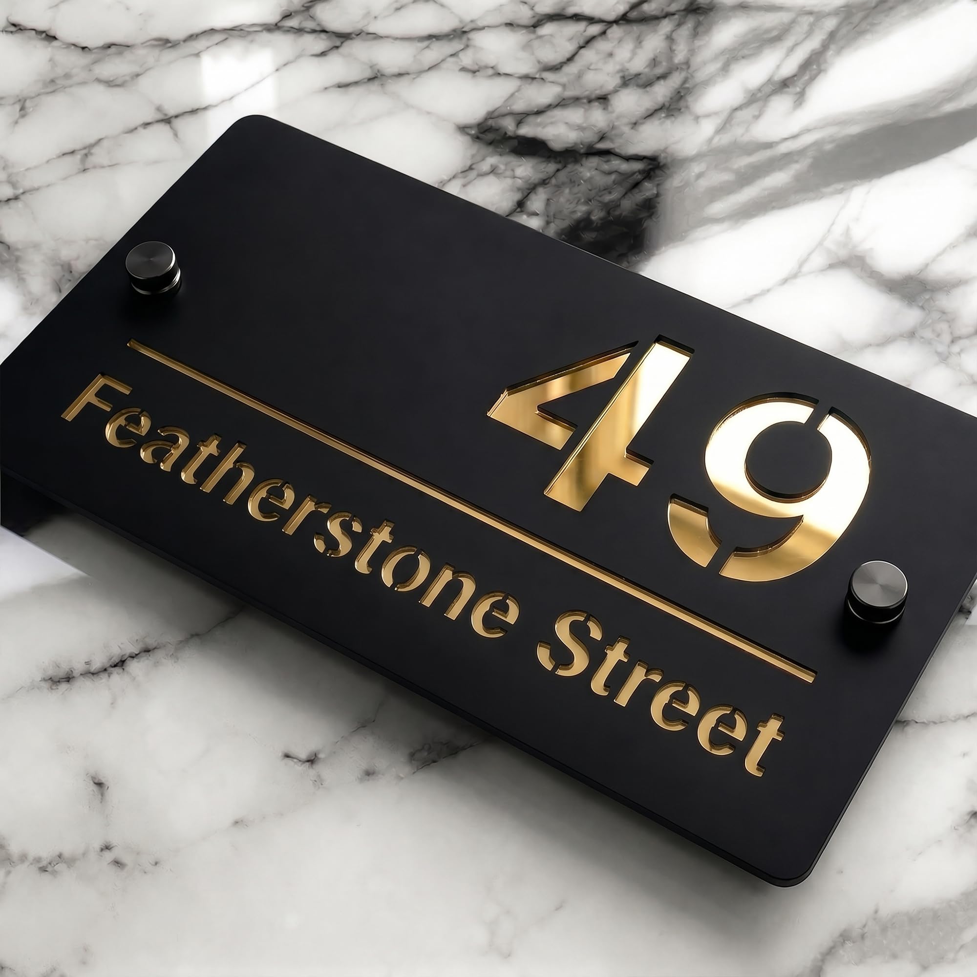 Housics Personalised 3D Acrylic House Number Sign, Door Plaque, Front Door