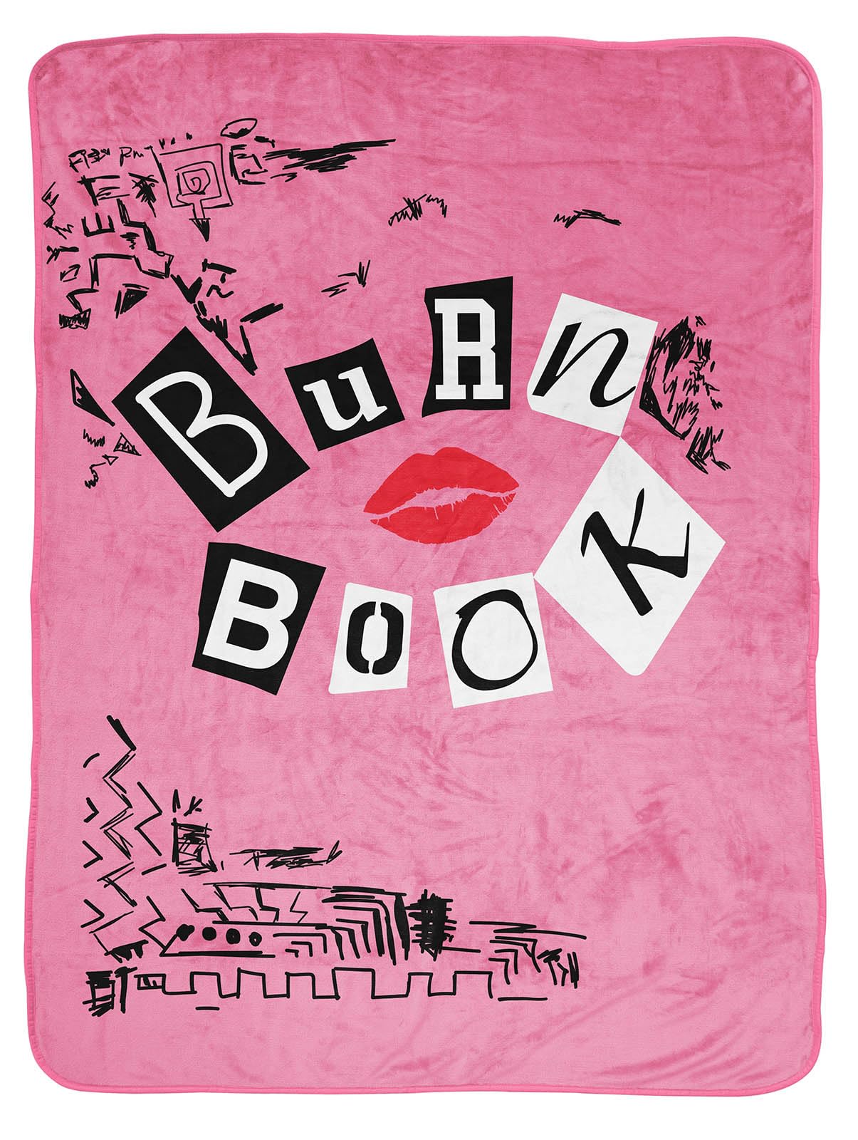 Mean Girls Burn Book Plush Throw Blanket for Girls - Measures 46" x 60" Soft Fleece Bedding - Super Soft Lightweight Pink Throw Blanket