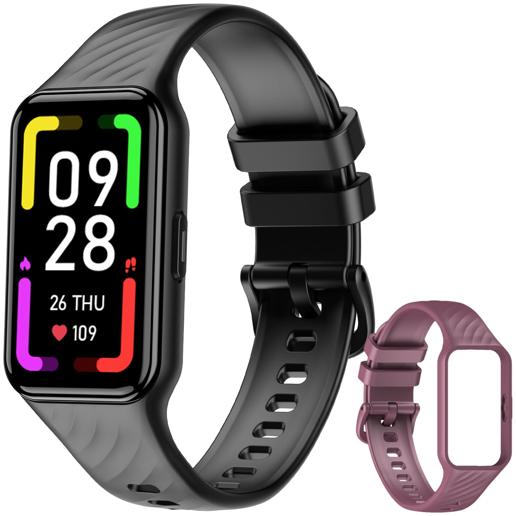 Blackview Smartwatch Uomo Donna,Orologio Fitness Cardiofrequenzimetro 110+ Sportive/SpO2/Sonno/Contapassi, Notifiche Smart Watch Activity Tracker per iOS Android(2 Cinturini)