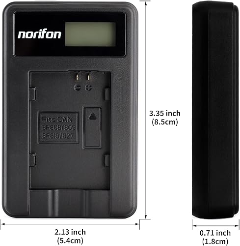 Miniatura 5 de Norifon Cargador USB LCD BP-808 para cámara Canon FS100, FS200, FS300, LEGRIA HF G10, LEGRIA HF G25 y más
