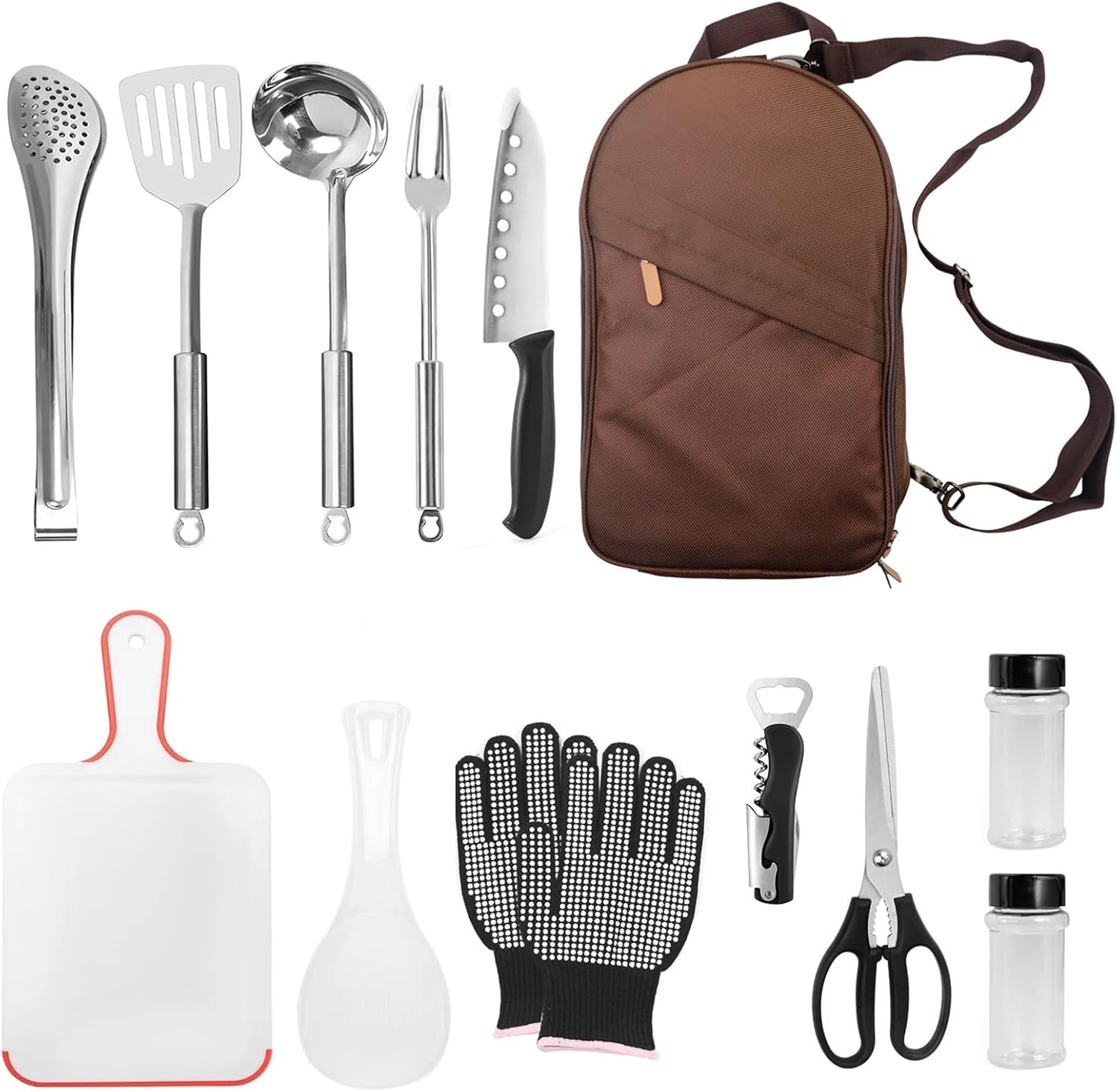 Camping Utensil Set Camp Cooking Utensil Set & Outdoor Kitchen Gear Cookware Kit, Portable Compact Carry Case for Travel