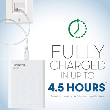 Panasonic BQ-CC87ABBA eneloop Advanced Individual Battery Charger with Portable Charging Technology, White