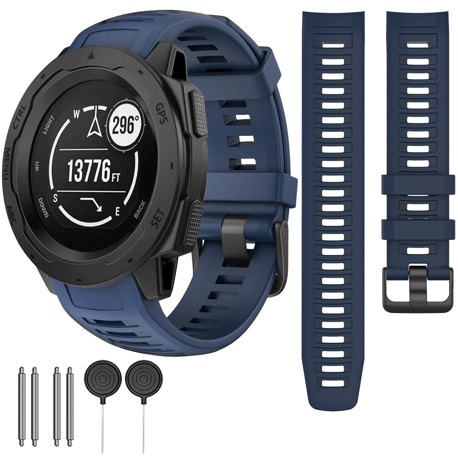 Waterproof Straps fit for Garmin Instinct Strap/Instinct 2 Straps, Classic Soft Sports Replacement Strap for Women Men (Navy)