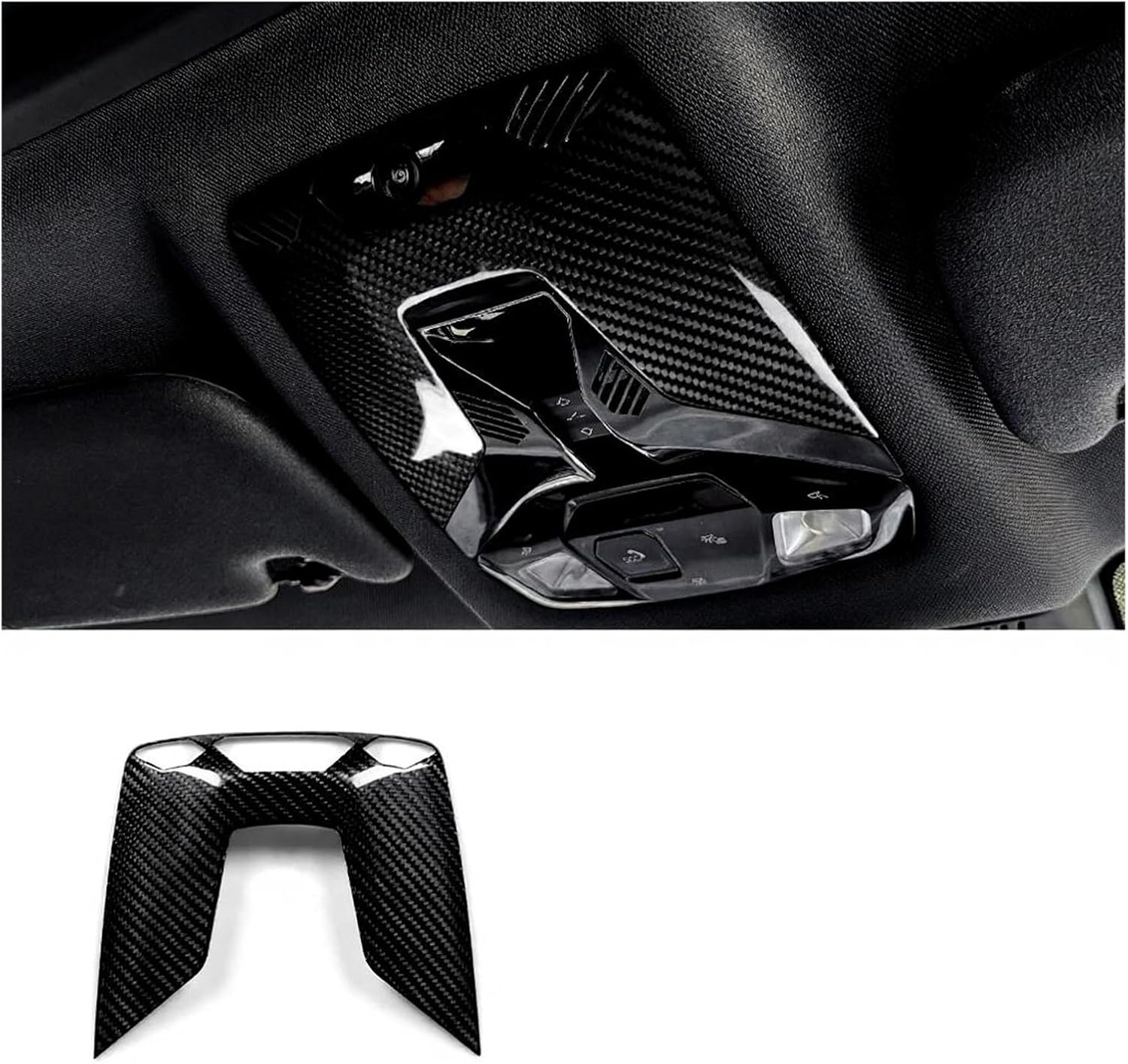 Real Hard Carbon Fiber Compatible for BMW Mini Cooper F65 F66 U25 Countryman 2024 2025 Car Roof Reading Light Cover Frame Sticker Styling(for f65)